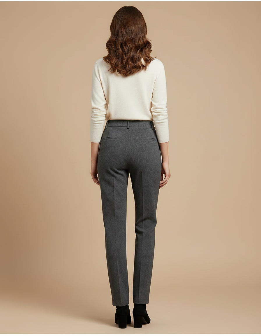 Pantalon Pince Gris Femme - Laine - vue 2