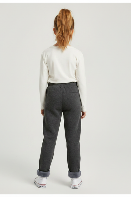 Pantalon Gris Molletonné Fille Doublé Hiver - vue 2