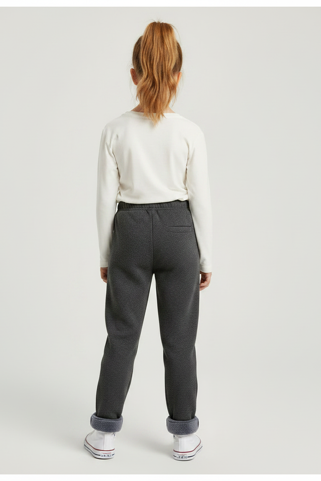 Pantalon Gris Molletonné Fille Doublé Hiver - vue 2