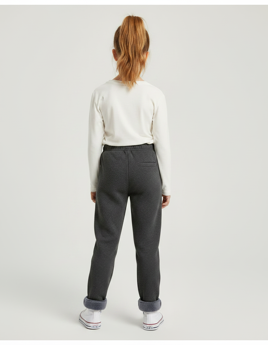 Pantalon Gris Molletonné Fille Doublé Hiver - vue 2