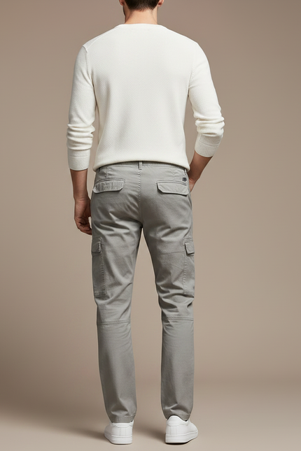 Pantalon Gris Cargo Homme Coton Droit Décontracté - vue 2