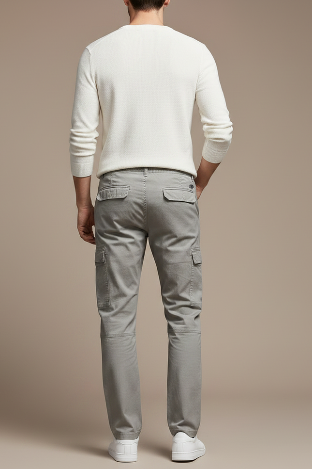 Pantalon Gris Cargo Homme Coton Droit Décontracté - vue 2