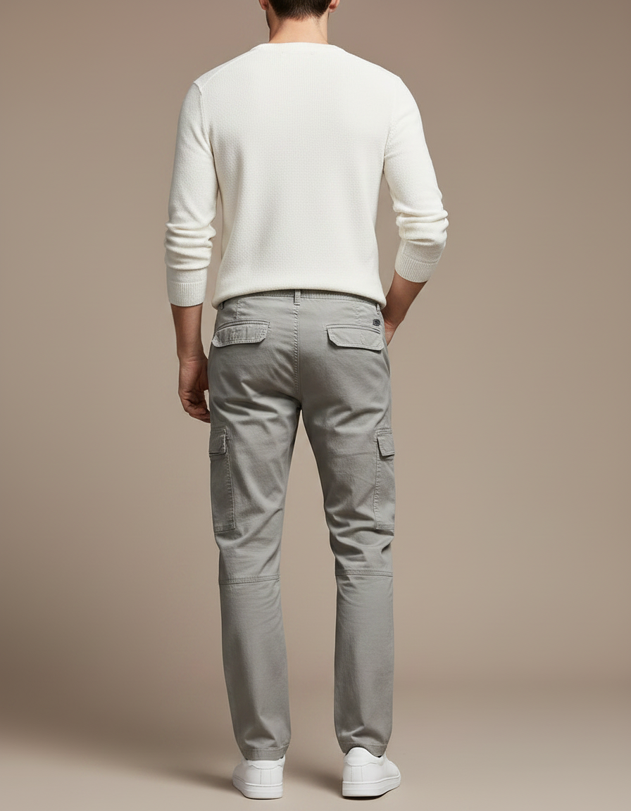 Pantalon Gris Cargo Homme Coton Droit Décontracté - vue 2