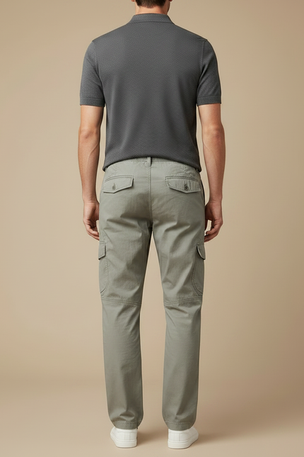 Pantalon Gris Cargo Coton Décontracté Homme - Kaki - vue 2