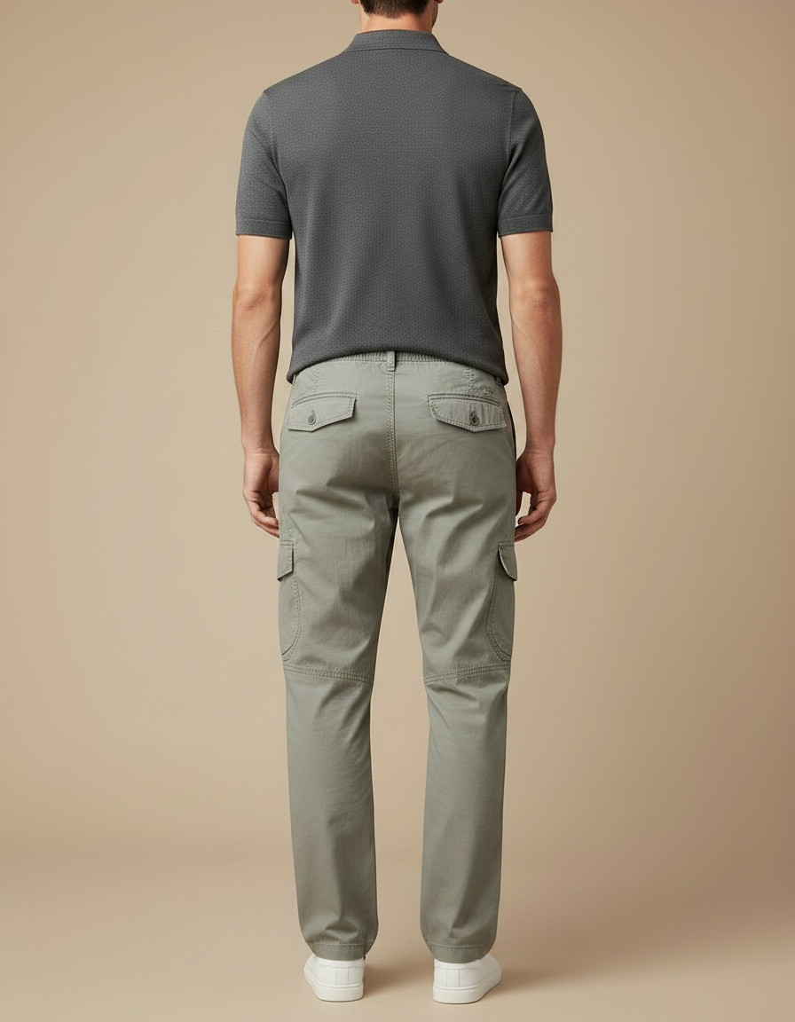 Pantalon Gris Cargo Coton Décontracté Homme - Kaki - vue 2