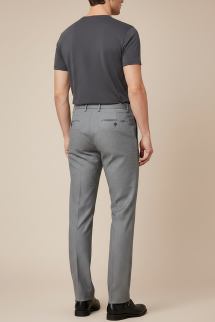 Pantalon Gris Habillé Élégant Ajusté Affaires Homme - Laine - vue 2