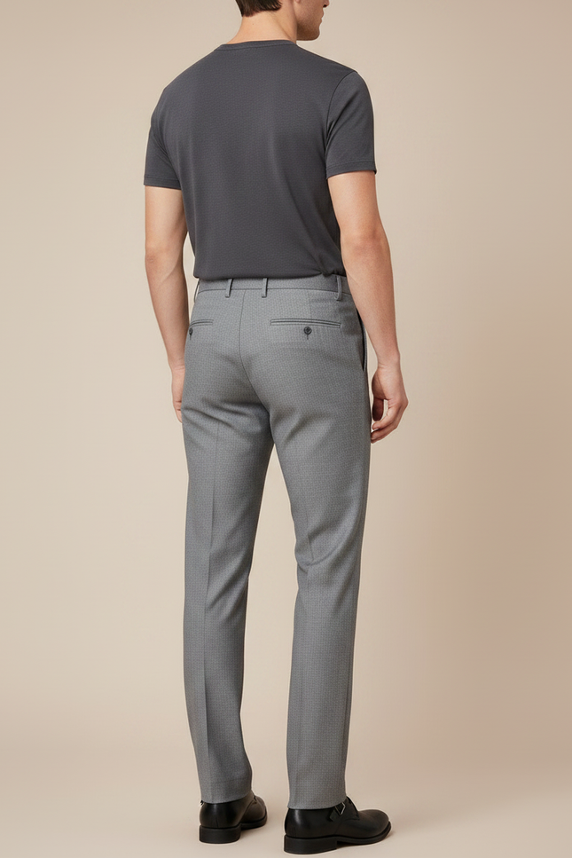 Pantalon Gris Habillé Élégant Ajusté Affaires Homme - Laine - vue 2