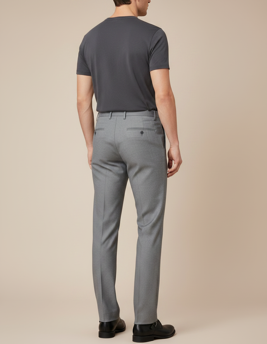 Pantalon Gris Habillé Élégant Ajusté Affaires Homme - Laine - vue 2