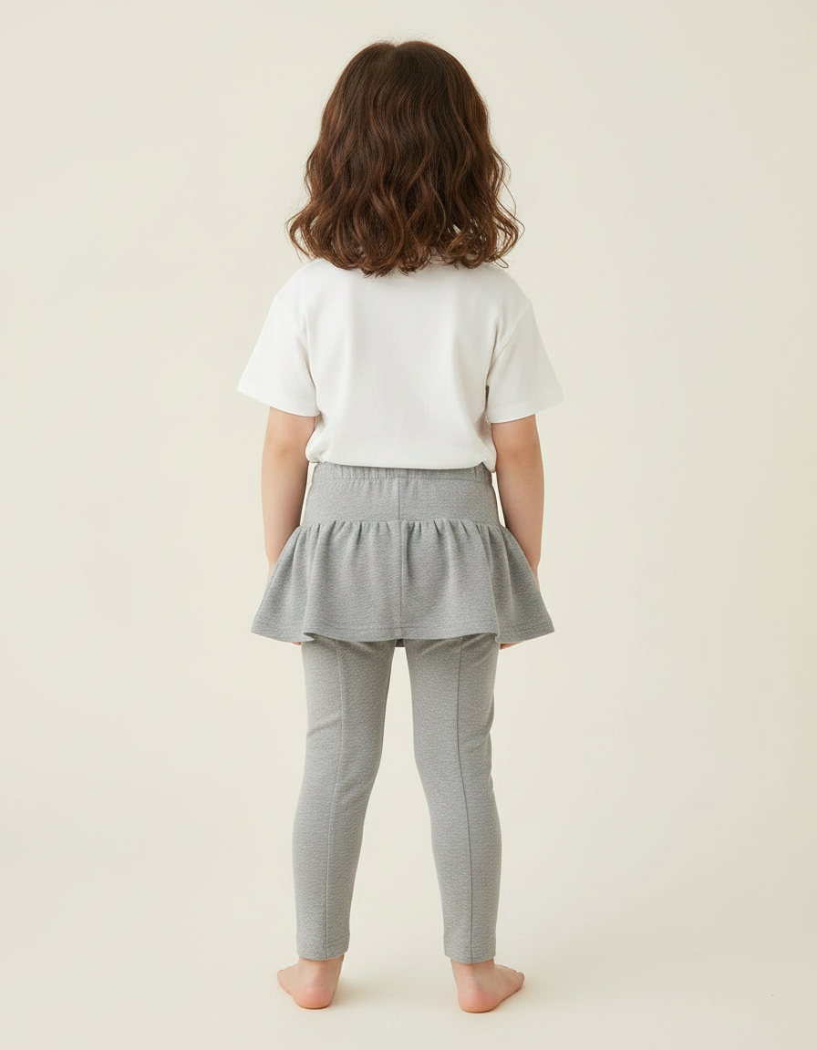 Pantalon Gris Jupe-culotte Confortable Enfant Fille - Maille - vue 2