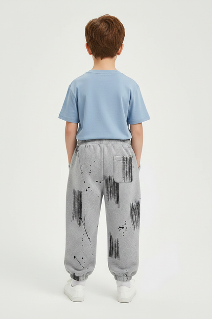 Pantalon Gris Molletonné Imprimé Graffiti Enfant - vue 2