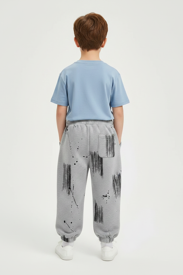 Pantalon Gris Molletonné Imprimé Graffiti Enfant - vue 2
