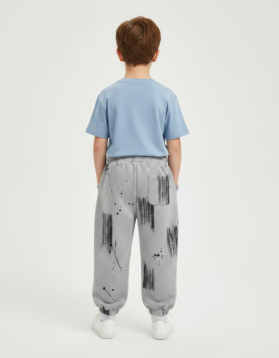 Pantalon Gris Molletonné Imprimé Graffiti Enfant - vue 2