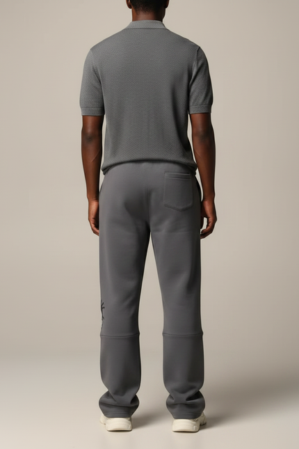 Pantalon Gris Molletonné Ample Décontracté Imprimé - vue 2