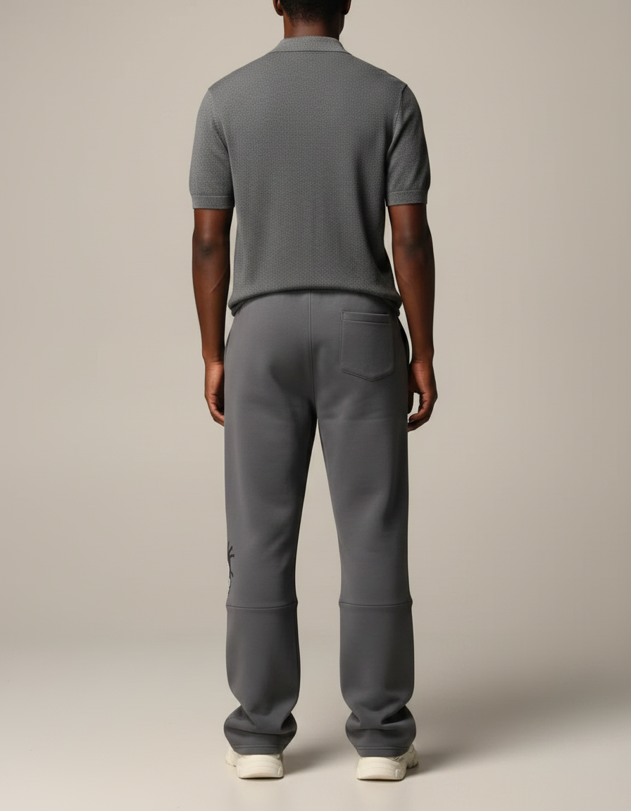Pantalon Gris Molletonné Ample Décontracté Imprimé - vue 2