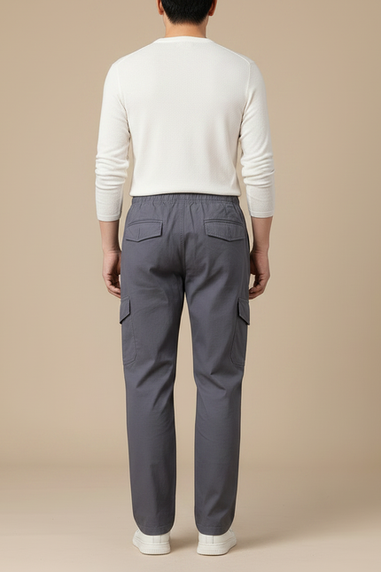 Pantalon Gris Cargo Homme Ample Coton Décontracté - vue 2