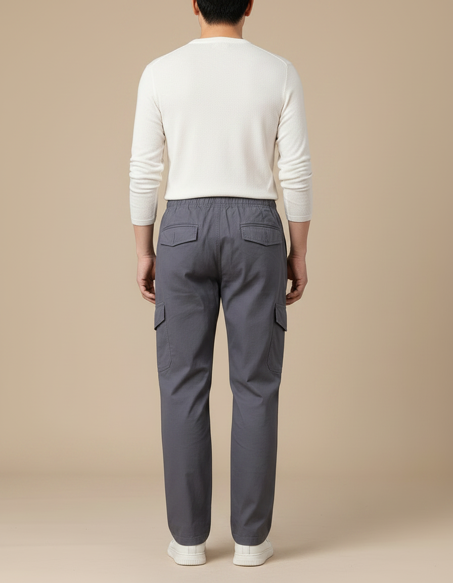 Pantalon Gris Cargo Homme Ample Coton Décontracté - vue 2