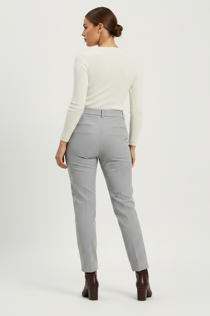 Pantalon Gris Taille Haute Slim Habillé Femme - Gabardine - vue 2