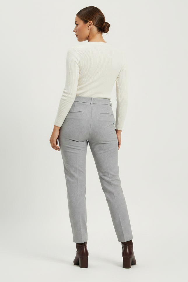 Pantalon Gris Taille Haute Slim Habillé Femme - Gabardine - vue 2