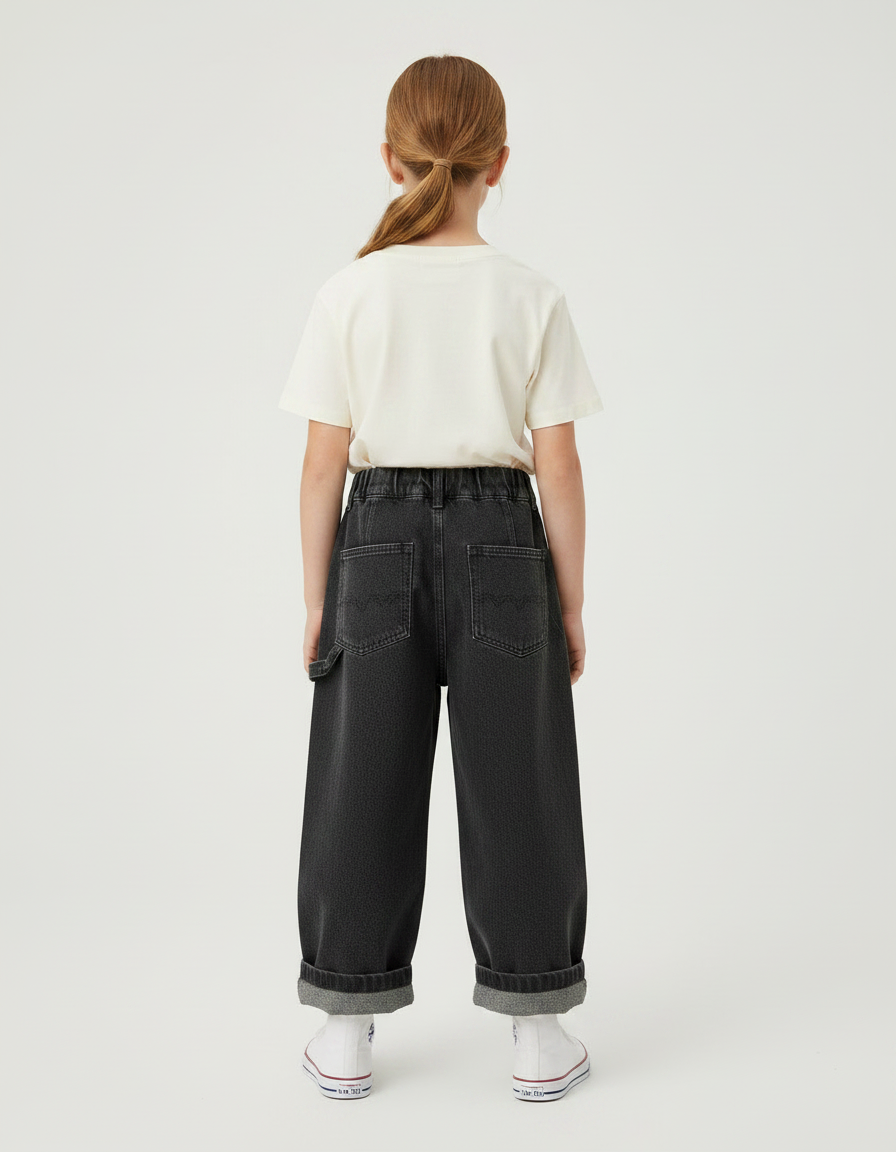 Pantalon Gris Denim Large Casual Enfant - Jean - vue 2