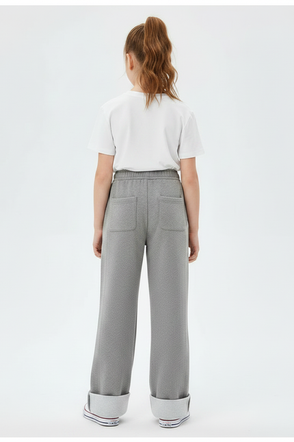 Pantalon Gris Molleton Ample Décontracté Fille - vue 2