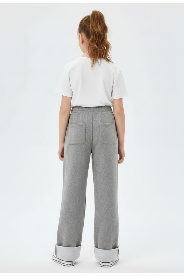 Pantalon Gris Molleton Ample Décontracté Fille - vue 2