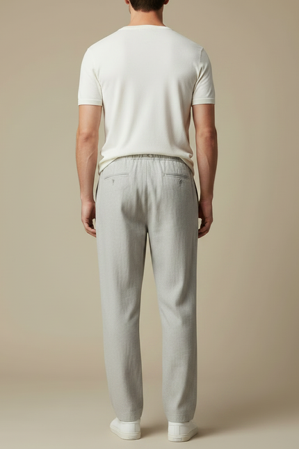 Pantalon Flanelle Gris Clair Homme - Laine - vue 2