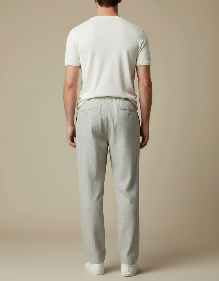 Pantalon Flanelle Gris Clair Homme - Laine - vue 2