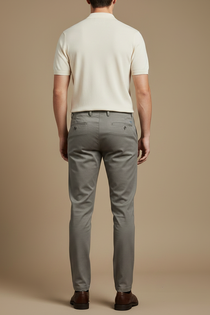 Pantalon Gris Homme Coton Slim Fit Extensible Décontracté - Gabardine - vue 2