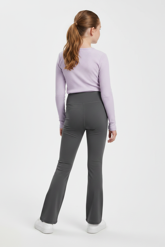 Pantalon Gris Évasé Taille Haute Confortable Fille - Polyester - vue 2