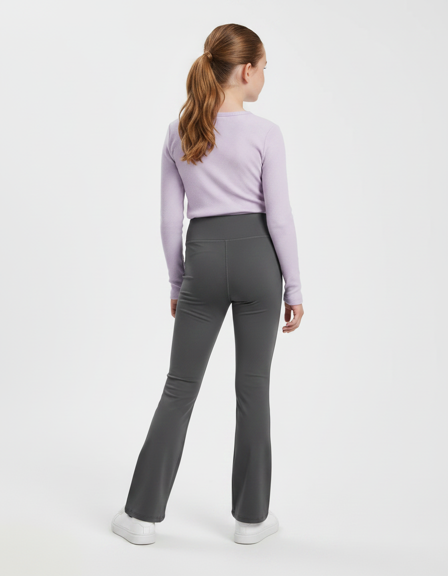 Pantalon Gris Évasé Taille Haute Confortable Fille - Polyester - vue 2