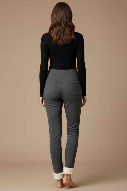 Pantalon Gris Molletonné Doublé Chaud Confortable Femme - vue 2