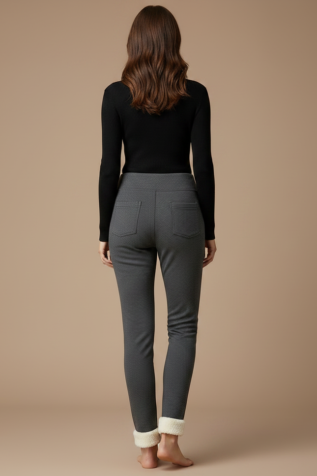 Pantalon Gris Molletonné Doublé Chaud Confortable Femme - vue 2