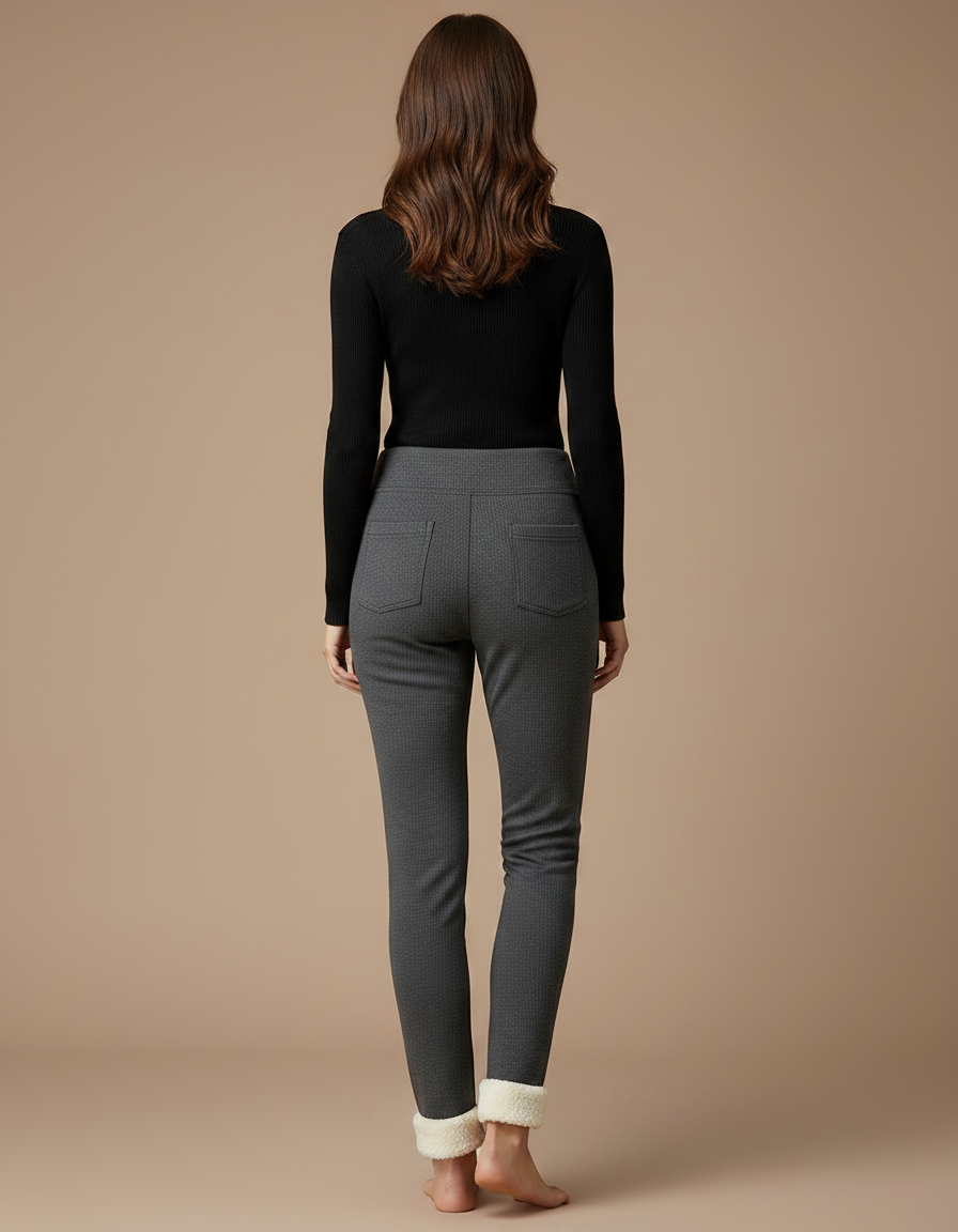 Pantalon Gris Molletonné Doublé Chaud Confortable Femme - vue 2