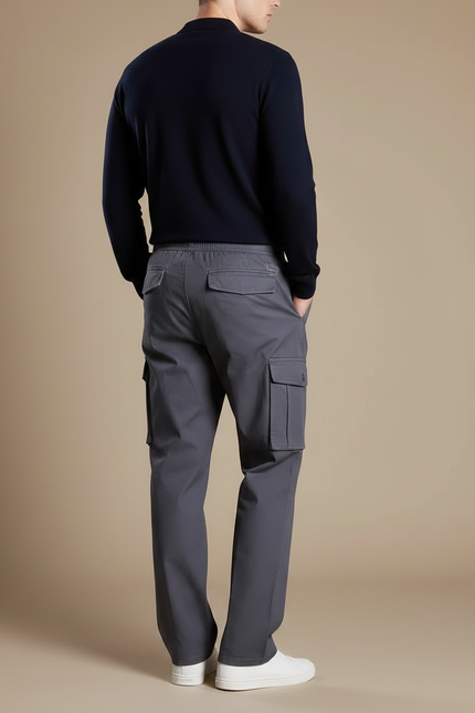 Pantalon Gris Cargo Homme Coton Droit Confortable - vue 2