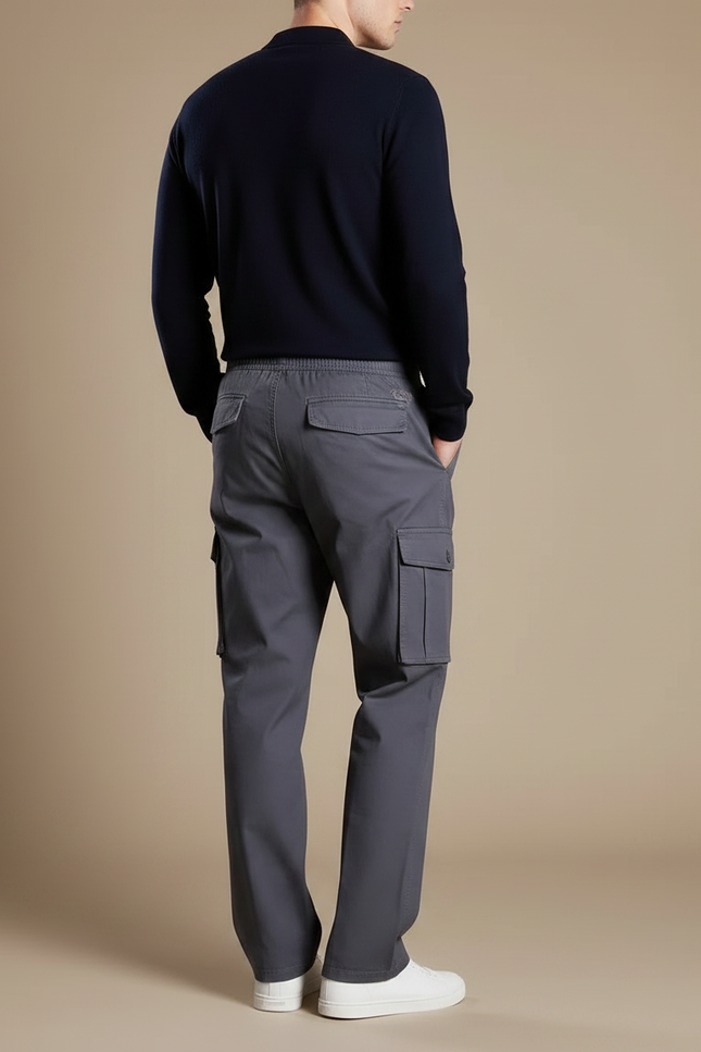 Pantalon Gris Cargo Homme Coton Droit Confortable - vue 2