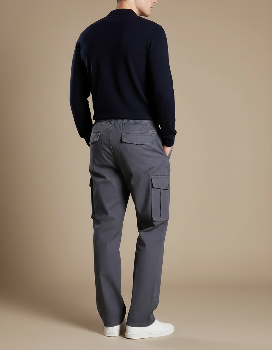 Pantalon Gris Cargo Homme Coton Droit Confortable - vue 2