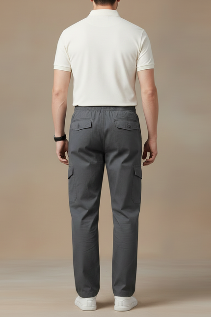 Pantalon Gris Cargo Ample Coton Décontracté Homme - vue 2