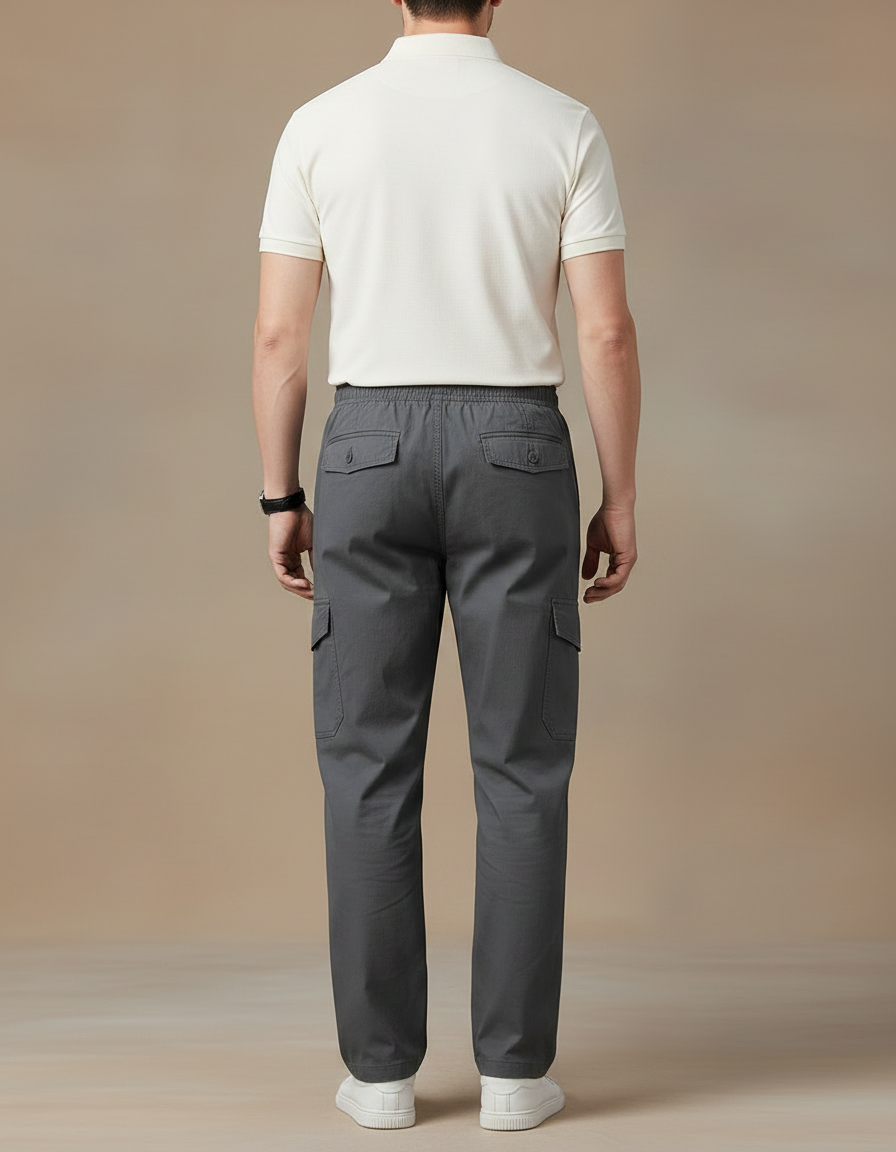 Pantalon Gris Cargo Ample Coton Décontracté Homme - vue 2