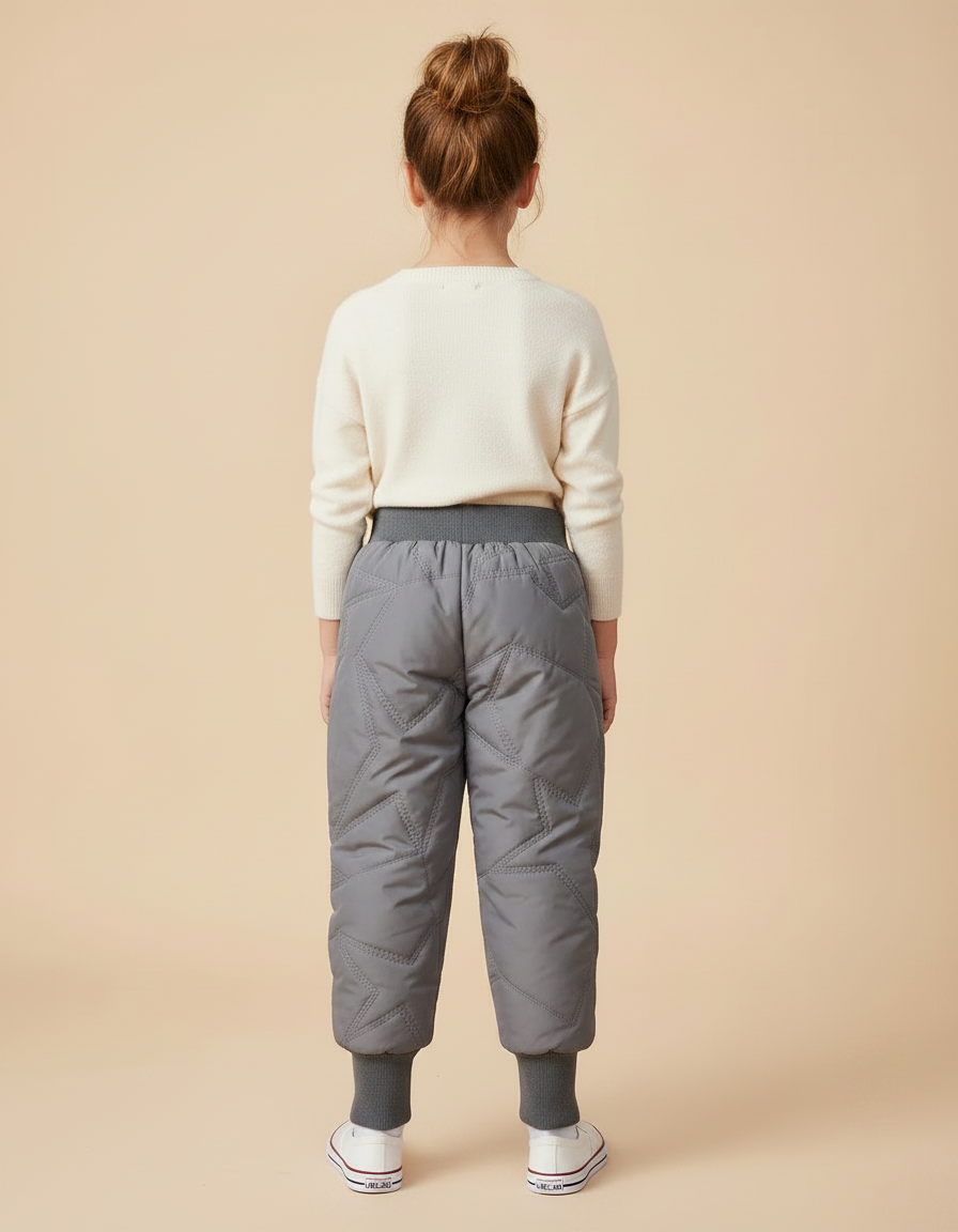 Pantalon Gris Matelassé Motif Étoiles Enfant Chaud - Polyester - vue 2