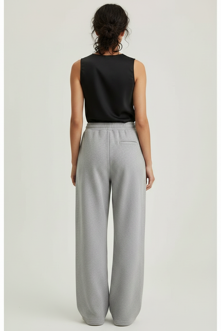 Pantalon Gris Décontracté Fluide Large Coton - Molleton - vue 2