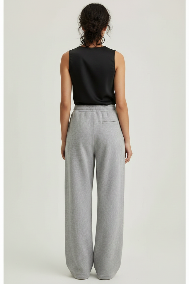 Pantalon Gris Décontracté Fluide Large Coton - Molleton - vue 2