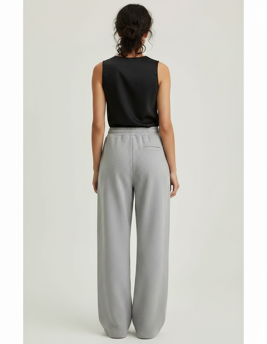 Pantalon Gris Décontracté Fluide Large Coton - Molleton - vue 2