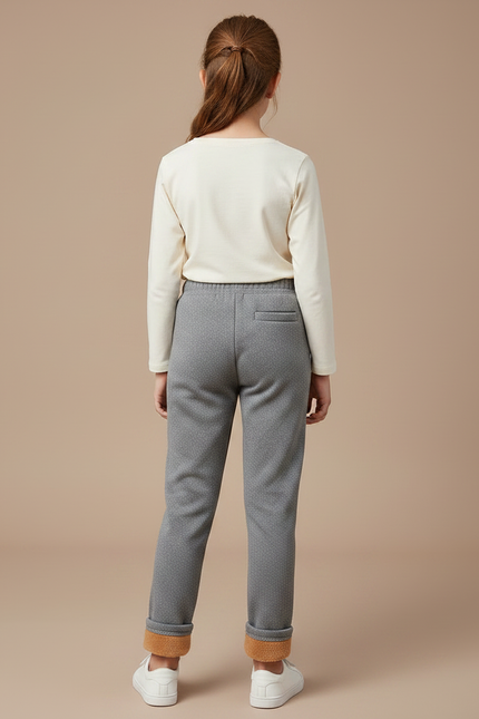 Pantalon Gris Molletonné Fille Hiver Chaud Chat - vue 2