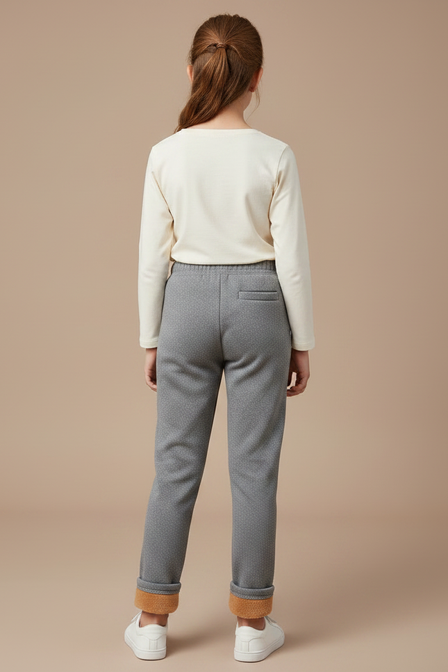 Pantalon Gris Molletonné Fille Hiver Chaud Chat - vue 2