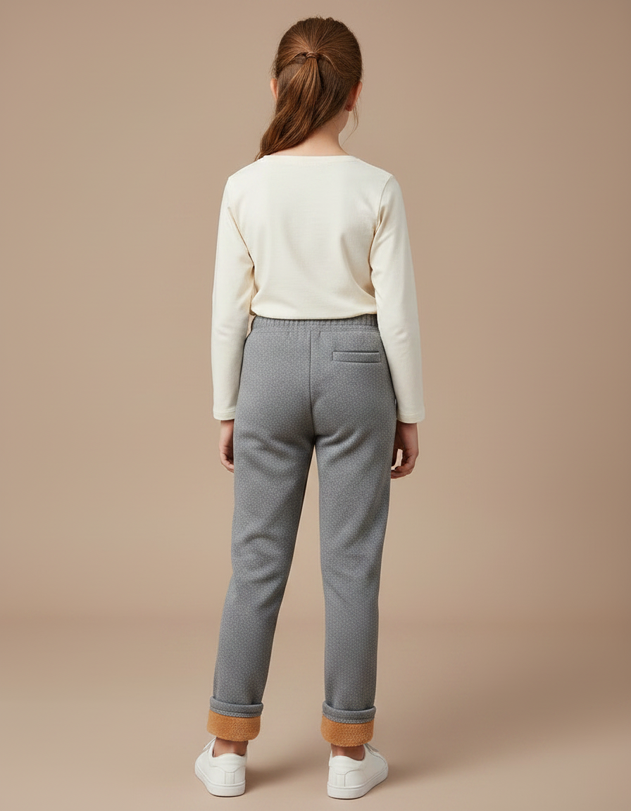 Pantalon Gris Molletonné Fille Hiver Chaud Chat - vue 2