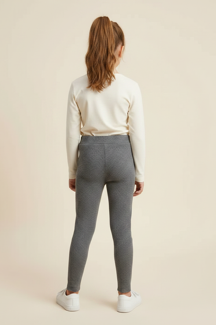 Pantalon Gris Côtelé Confortable Enfant - Maille - vue 2