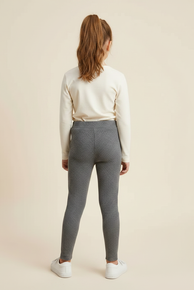 Pantalon Gris Côtelé Confortable Enfant - Maille - vue 2