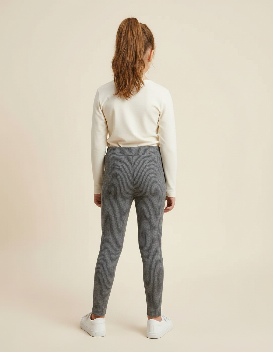 Pantalon Gris Côtelé Confortable Enfant - Maille - vue 2