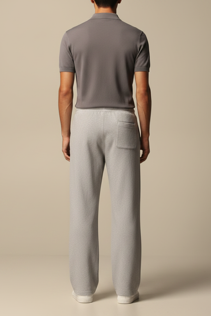 Pantalon Gris Molletonné Ample Droit Décontracté - vue 2