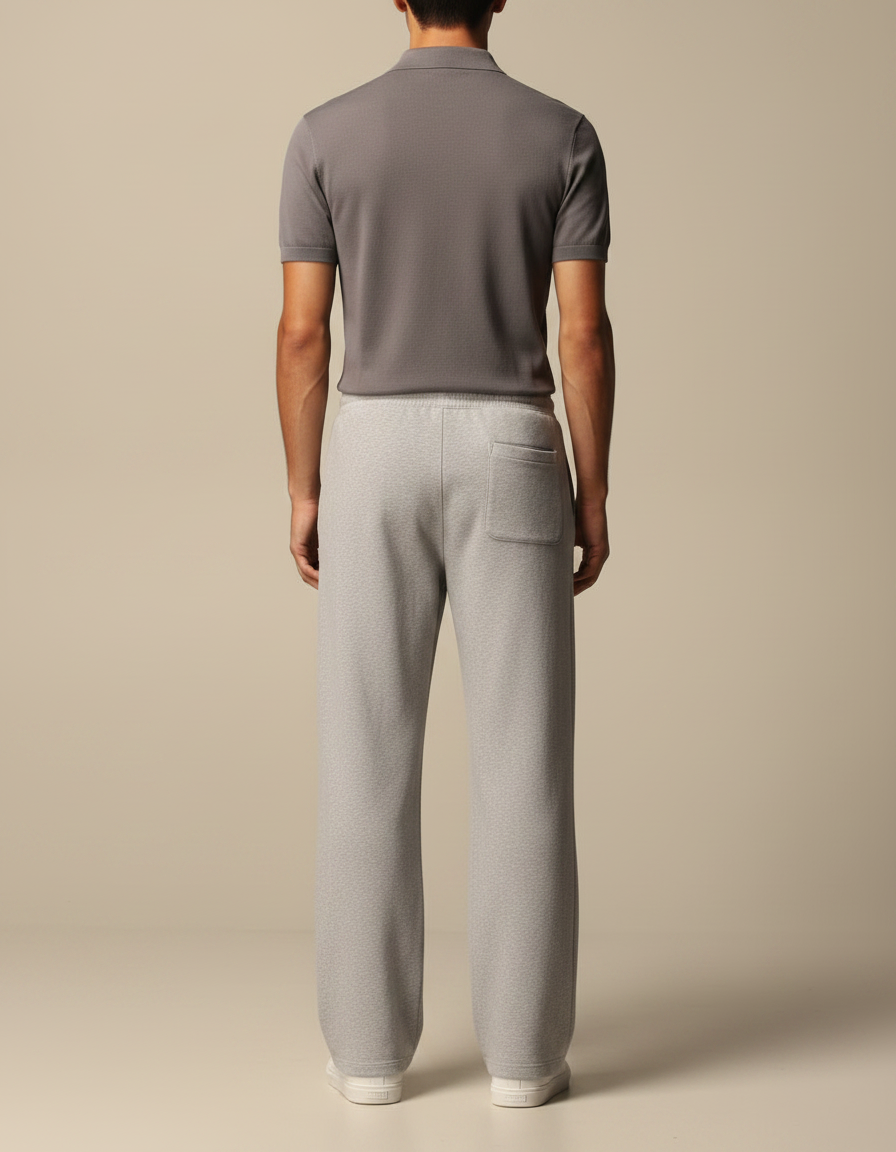 Pantalon Gris Molletonné Ample Droit Décontracté - vue 2
